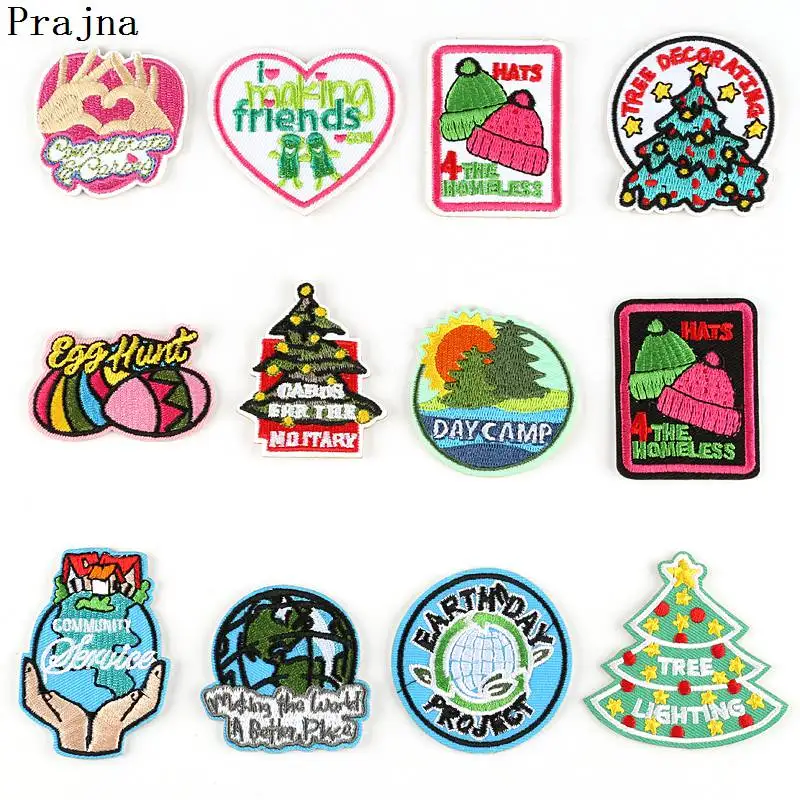 

Prajna Cartoon Christmas Self-Adhesive Patch Cheap Embroidered Patches Stick On Shoes Cartoon Patch For Children Clothing Decor