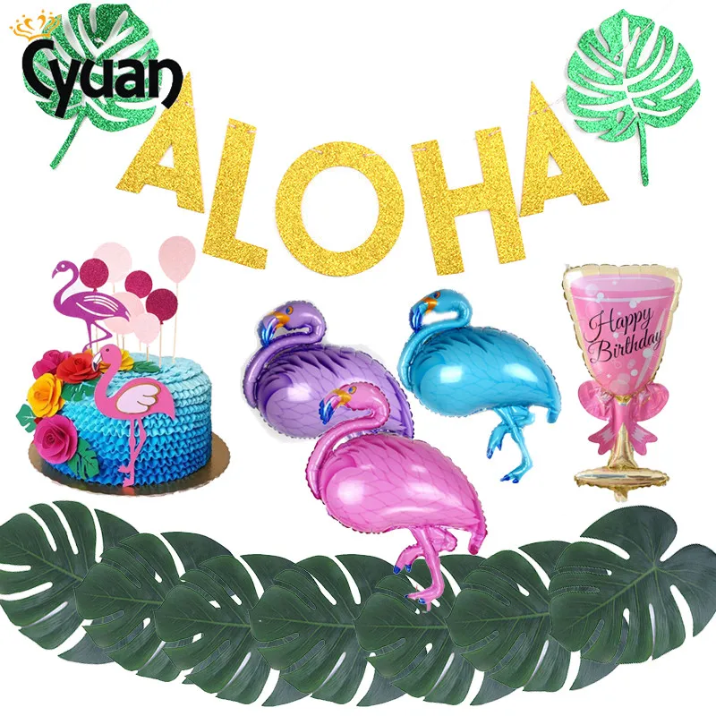 

Wedding Party Decoration Flamingo Summer Decoration Palm Leaves Hawaiian Birthday Beach Theme Tropical Party Pineapple Balloon