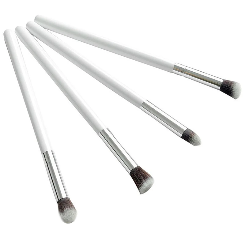 

4 x Professional Makeup Brushes Silver Handle Silver Tube