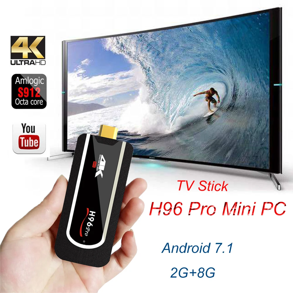 

New H96 Pro Mini PC Android 7.1 TV Box Amlogic S912 Octa-core 2G/8G 4K Bluetooth 4.1 2.4G WiFi Smart TV Stick Media Player