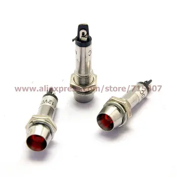 

PHISCALE 5pcs led Indicator Light 12V red color Pilot Lights 8mm