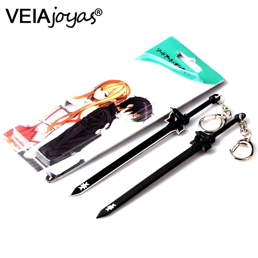 

Hot Game Sword Art Online 15cm Keychain Kirito Elucidator Weapon Model Pendant Alloy Scrub Keyring Gifts for Men Women llaveros