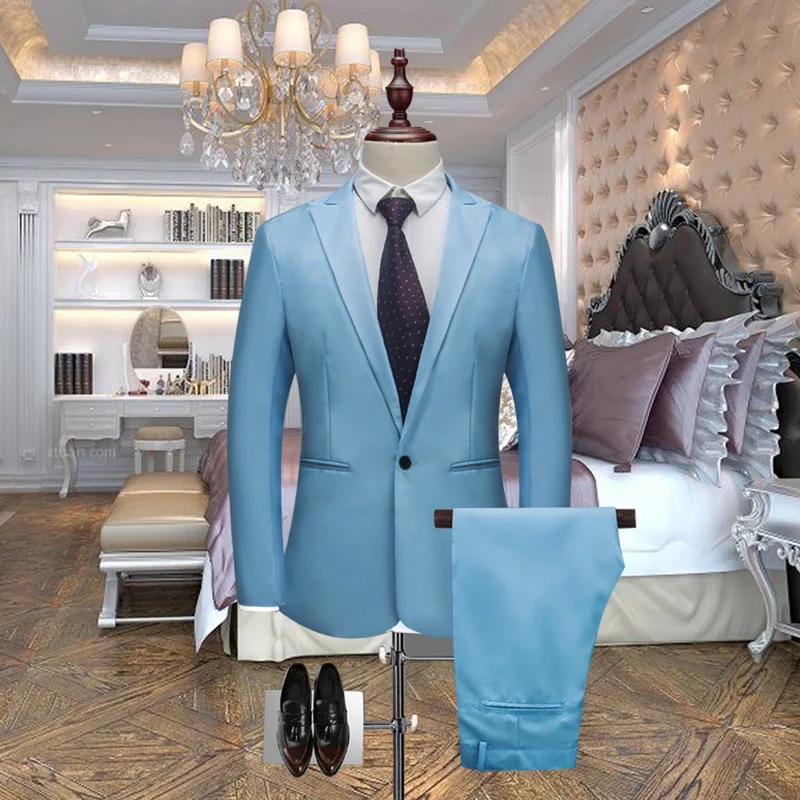 HEFLASHOR Luxury Men Wedding Suit Male Blazers Slim Suits For Men Costume Business Formal Party Blazers Sets(Jacket+Pant) 3XL