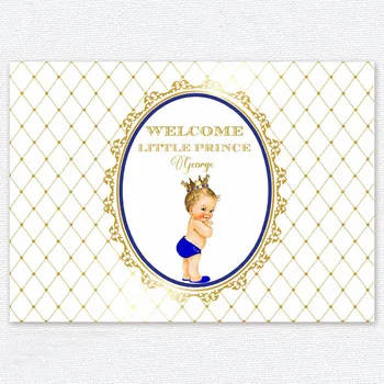 

custom gold Royal Blue White Baby Prince Crown backgrounds High quality Computer print party backdrop