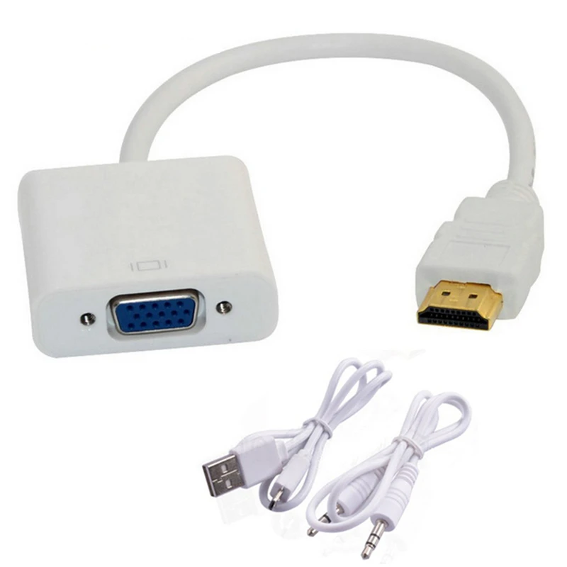 Ранкман HDMI в VGA адаптер конвертер с аудио линия питания HDMI VGA кабель 1080P для ПК ноутбук DVD ТВ Проектор Монитор