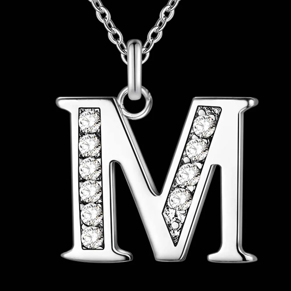 aliexpress com buy letter m bling zircon silver plated necklace m m christmas story