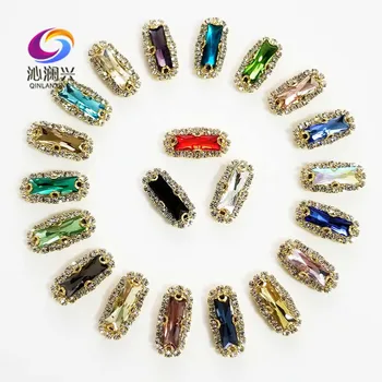 

5x10mm/5x15mm 20pcs Golden bottom Rectangle shape Glass Crystal buckle,top quality sew on stones Diy/Clothing accessories
