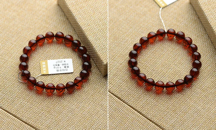 Blood Natural Baltic Amber Beads Hand String Bracelet 9 10mm