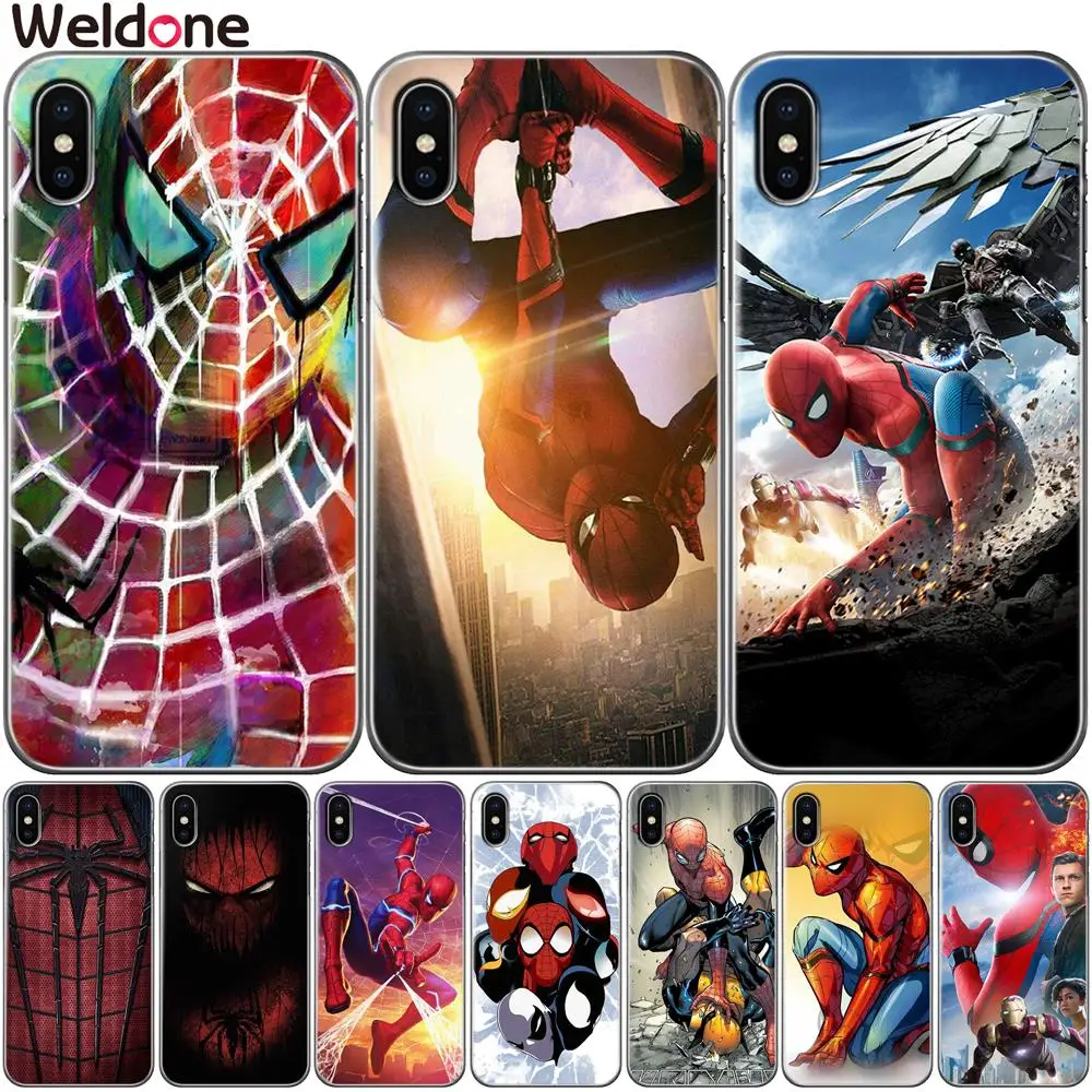 

Weldone Cool Marvel Hero Spiderman Case Cover For Apple iPhone 7 X 5 5S 6 6s 8 Plus SE Phone Covers Cases Etui
