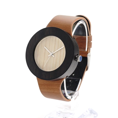 BOBO BIRD женские деревянные бамбуковые кварцевые наручные часы люксовый бренд с японским механизмом часы из натуральной кожи relogios femininos - Цвет: EH13