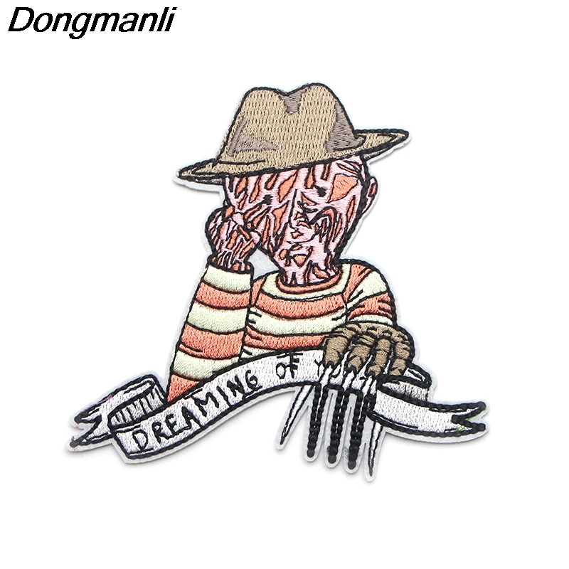 

P3730 Dongmanli Freddy krueger Embroidered Anime Sew Iron on Applique Badge for Clothes T-shirt backpack