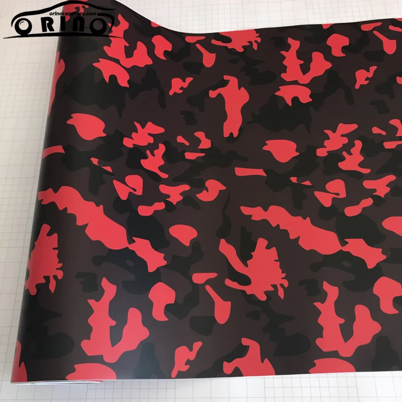 Black Red Camouflage Film Foil-1