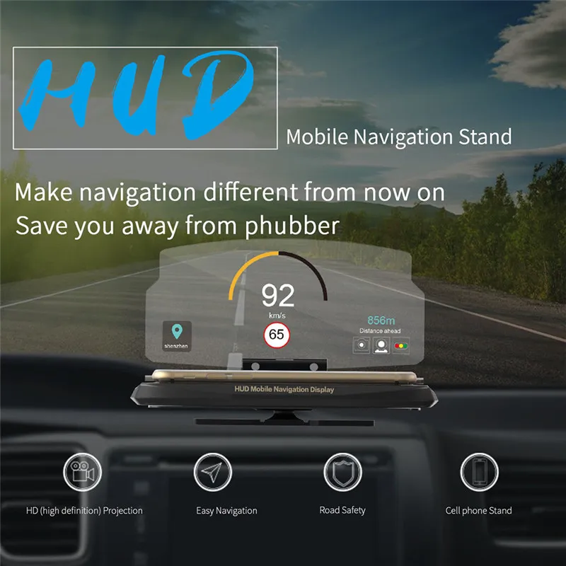 Автомобильный держатель HUD на голову из органического стекла дисплей проектор кронштейн для gps навигации Телефон