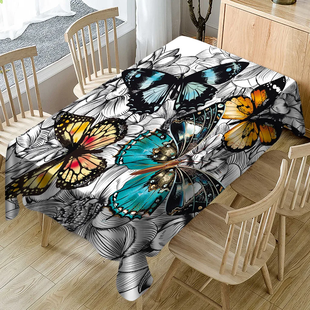 

Christmas Tablecloth butterfly Print Rectangle Table Cover Holiday Party wedding Home Decor mantel navidad