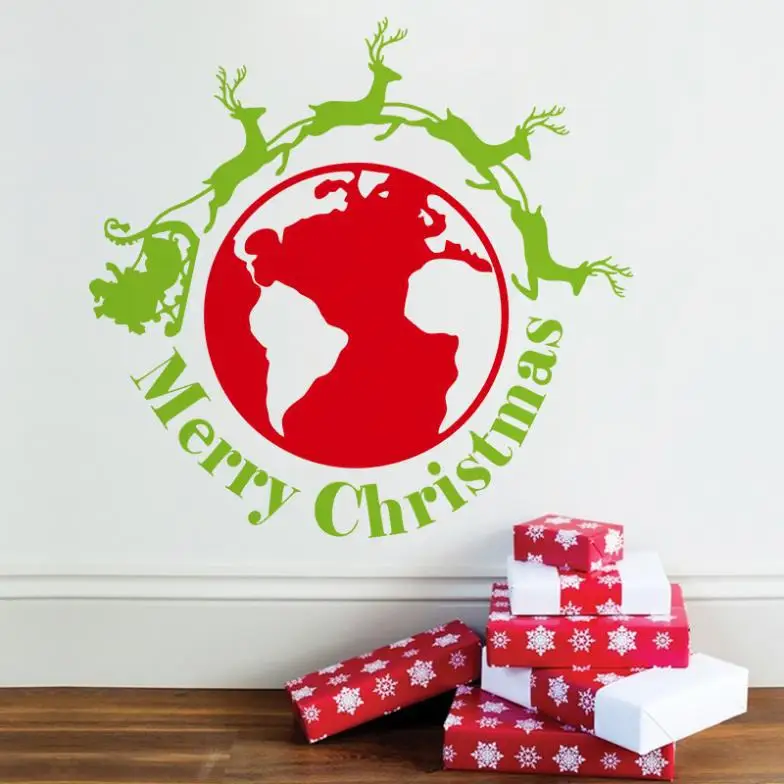 

2017 Modern PVC Fetival Merry Christmas Stickers Home Decor Decoration Art Removable size 70CM*74CM