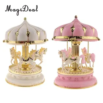 

2 Colors Merry-Go-Round Resin Music Box Decor Carousel horse Music Box Christmas Wedding Birthday Gift
