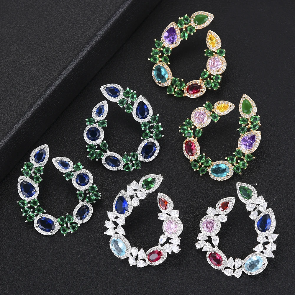 

missvikki Original Brand Sweet Colorful Stud Earrings for Women Girl Clear Austrian crystal AAA Cubic Zirconia High Quality