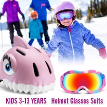 2 Pcs Ski Helmet Goggles Boys And Girls Snowboard Helmet Moto Snowmobile Skateboard Safety Helmet Mask Winter Skiing Goggles