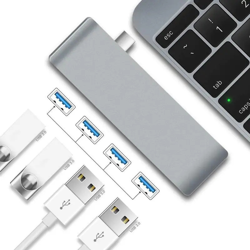 Usb-хаб Basix type c с 4 портами, Высокоскоростной USB 3,0, 5 Гбит/с, Разветвитель USB 3,1 Для MacBook Pro huawei P30/P20, usb-хаб type c