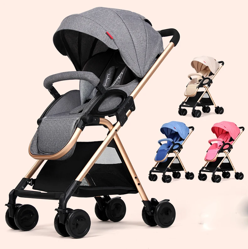 Легкая детская коляска, складная, 2 в 1, двусторонняя, может сидеть, может спать, детские коляски для новорожденных, коляска из алюминиевого сплава B