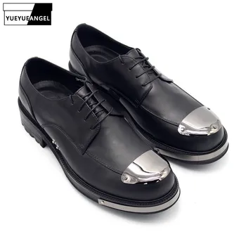 

New Wedding Genuine Leather Shoes Men Thick Platform Lace Up Men Footwear Party Dress Shoes Luxury Man Shoe Plus Size US4.5-11.5
