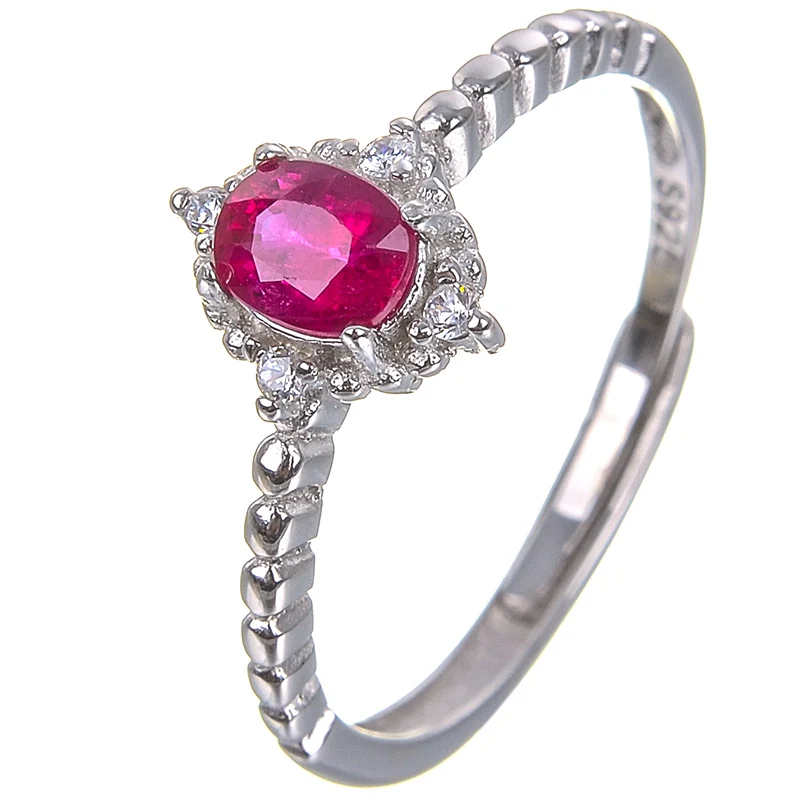 Ruby Ring For Women Real 925 Sterling Silver Statement Fine Jewelry for