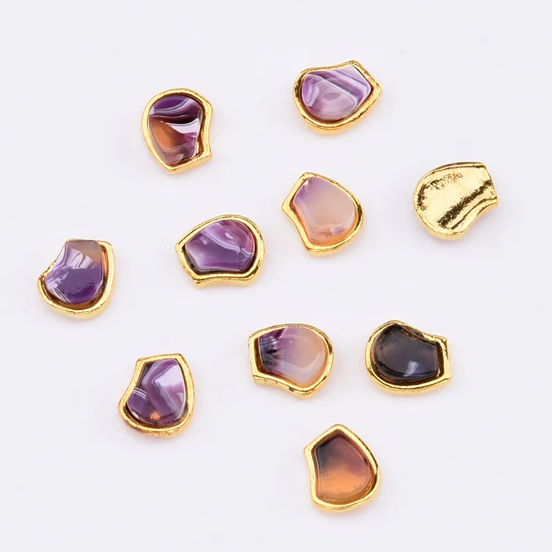 10pcs Gold metal nail decorations geometrical nail stone nagel steentjes pearl rhinestone japanese art jewelry styles TCJ127 - Цвет: TCJ132