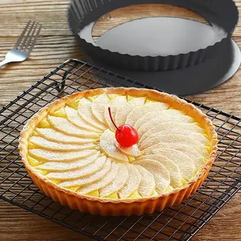 

Round Removable Loose Bottom Quiche Pan 8.8 Inch Non-Stick Tart Pie Pan Baking Tool Bakeware Dishes Cake Pans