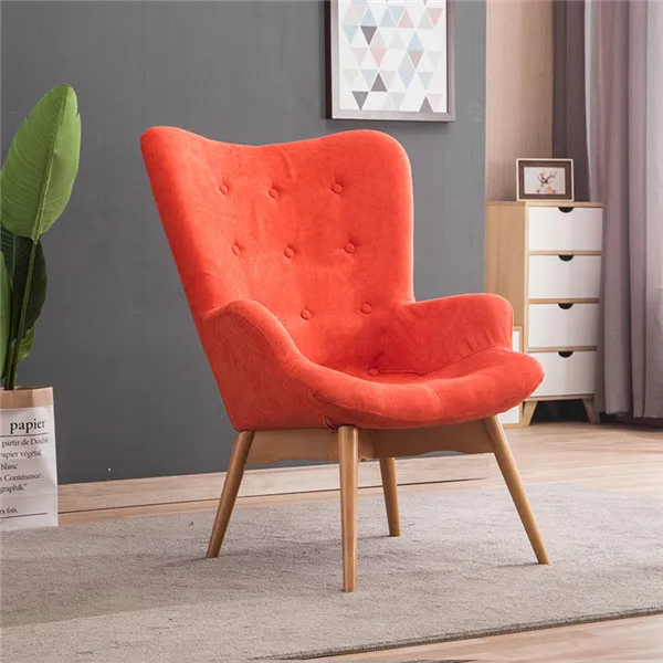 Mid Century современное расслабленное кресло, контурное кресло, мебель для гостиной, приглушенное тканевое кресло для рук, тканевое обивное кресло с акцентом - Цвет: Orange Color