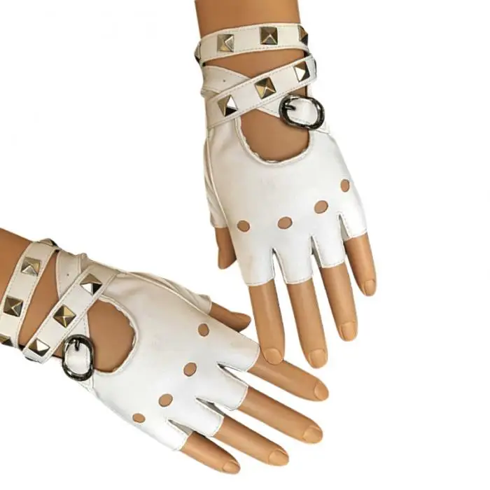 1 пара перчаток на пол пальца из искусственной кожи в стиле рок, панк, с заклепками, без пальцев, мотоциклетные перчатки, новинка