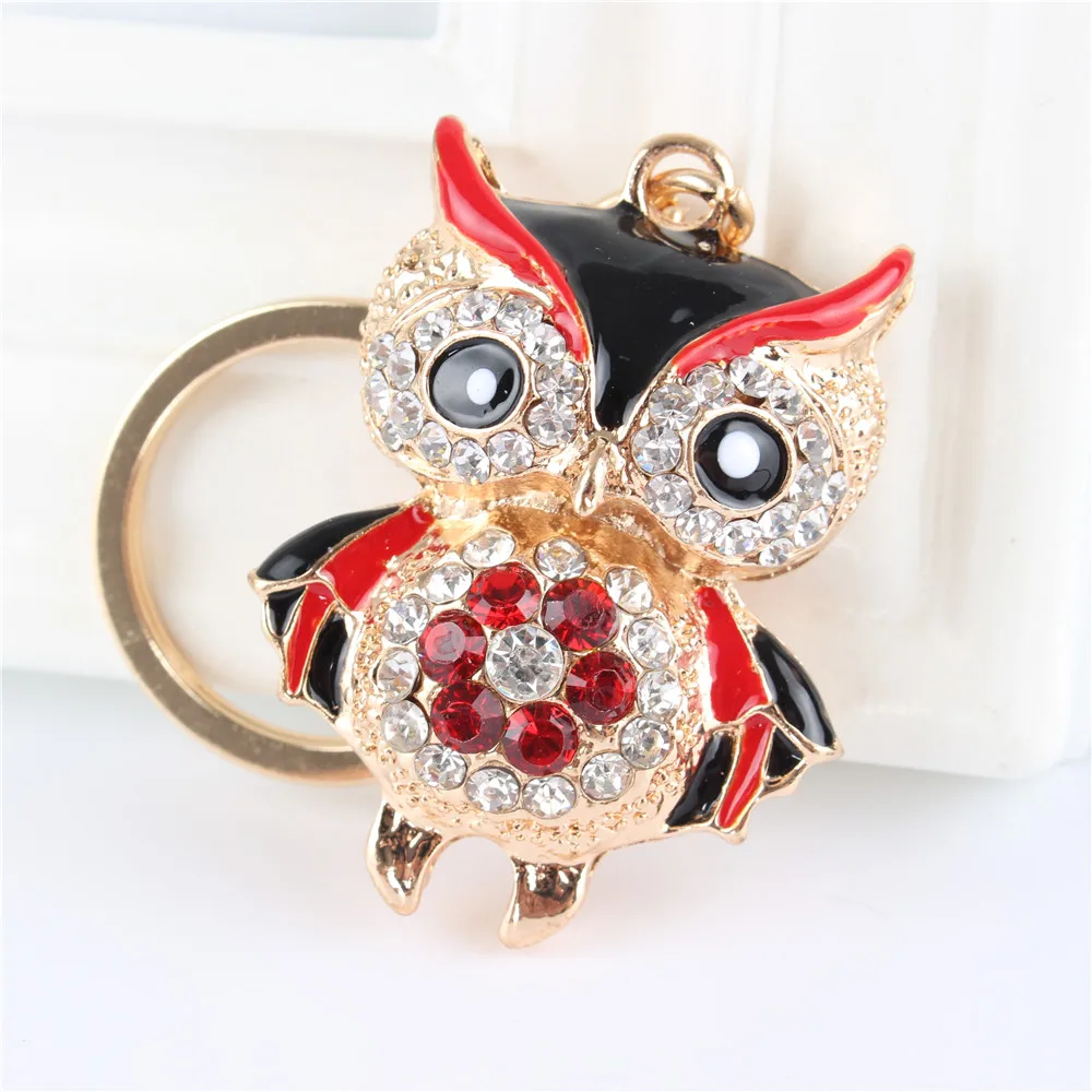 

Black Owl Bird Crystal Charm Purse Handbag Car Key Ring Chain Party Wedding Birthday Creative Gift