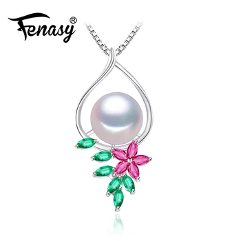

FENASY 925 sterling silver necklace,classic party chain necklace,Pearl necklaces & pendants wedding & engagement jewelry