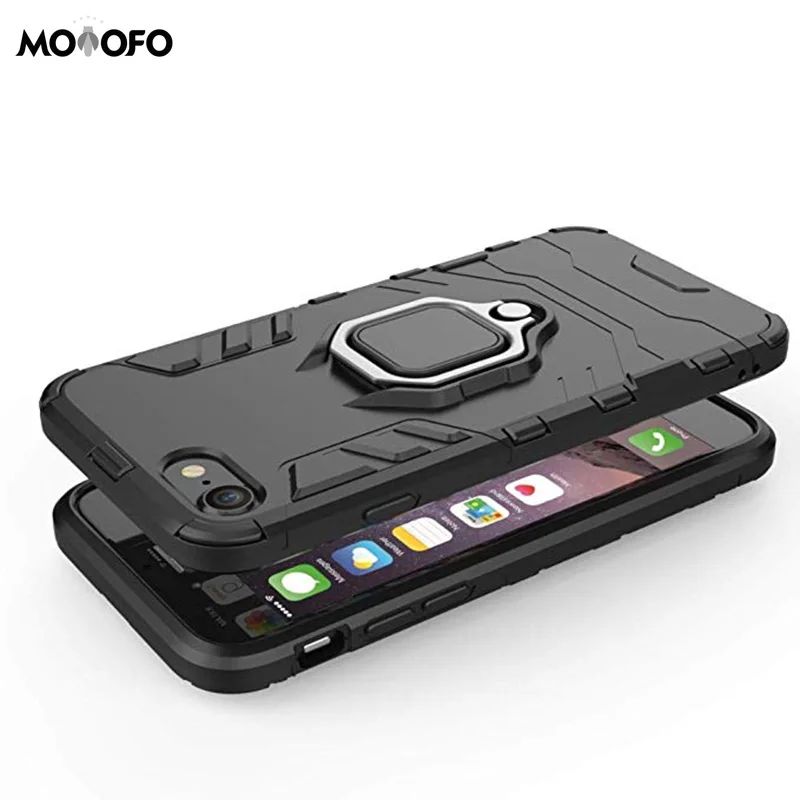 

Armor Case for iPhone X Case Fundas Soft Silicone Hard PC Magnetic Ring Armor Cover for iPhone 5 5s SE 6 6S 7 8 Plus Case