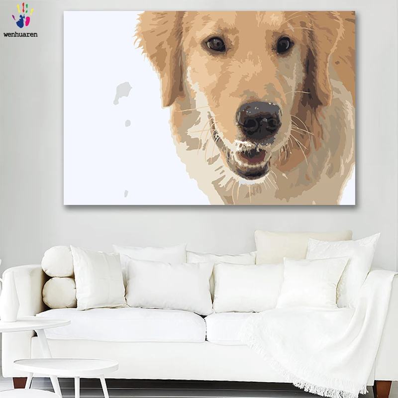 

DIY colorings pictures by numbers with colors Loyal dog golden hair horse picture drawing painting by numbers framed Home