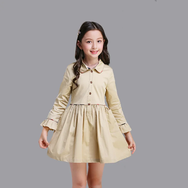 

HSSCZL 2019 NEW brand girls dresses high quality spring summer long-sleeved kids children big girl Pleated princess dress 4-12Y
