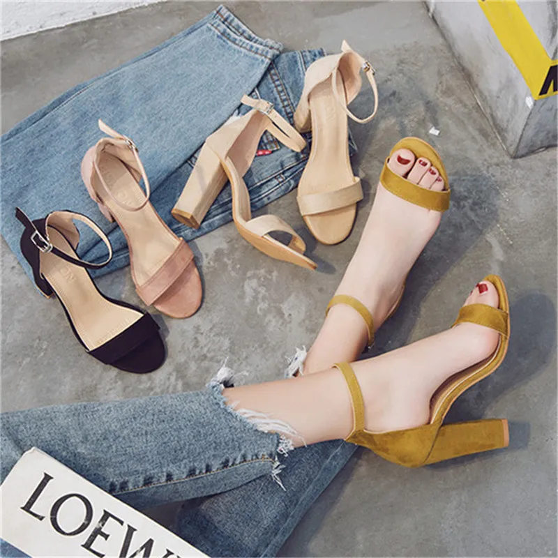 

Ankle Strap Heels Women Sandals Summer Elegant Shoes Women Open Toe Chunky High Heels Party Evening Club Dress Sandals Plus Size