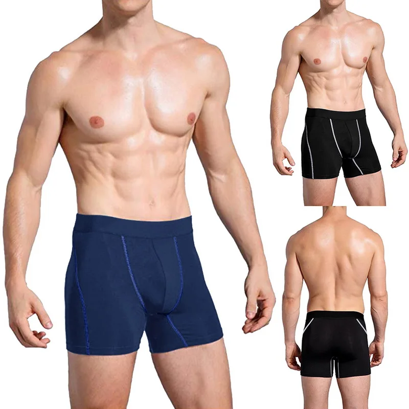 

Fashion Striped Men Underwear Elastic Waistband Breathable Sport Boxer Bodybuilding Skinny Boxershorts Men Casual Gym Boxers