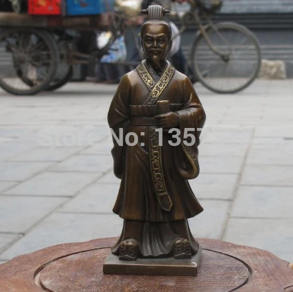 

shitou 00975 8.5"China Bronze carved Three Kingdoms army division Pang Tong Sage statue