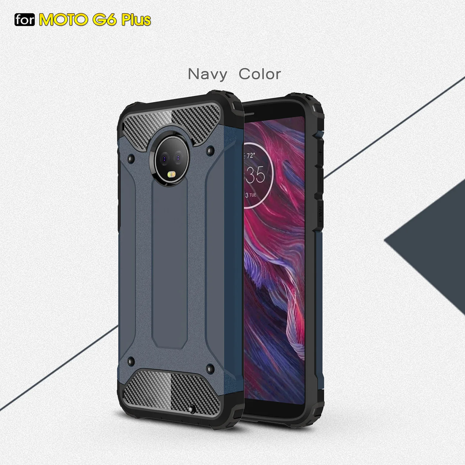 Navy blue Для Motorola Moto G6 Plus чехол твёрдая прочная гибридная защита Coque Защитная тонкая задняя крышка Капа для Moto g6 G6+ чехол для телефона 5,93" - Цвет: Navy blue