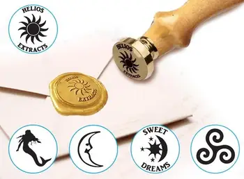 

Customizable Mystical & Celestial Design Wax Seal Stamp with Wood Handle