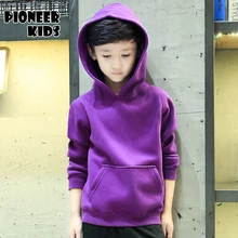 Pioneer Enfants 2016 garçons occasionnels sport hoodies Solide sweat enfants vêtements enfants manteau veste vêtements, épaissir Hoodies garçons.