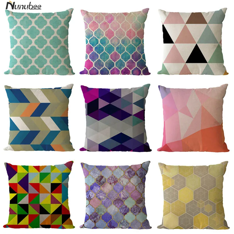 PillowCase Colorful Pattern Pillowcase Cotton Linen Printed 18x18