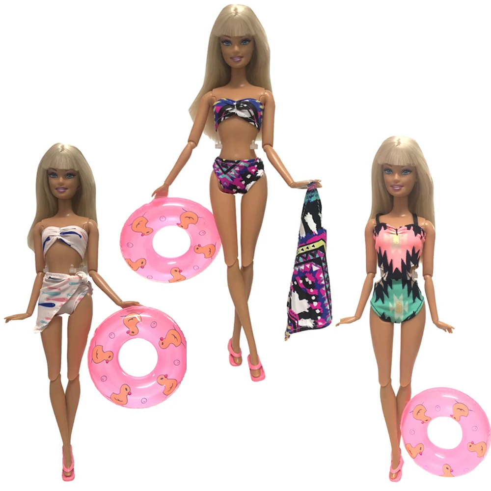 NK один комплект купальный костюм пляжные купальные тапочки купальный буй спасательный пояс кольцо для куклы Барби аксессуары лучший подарок для девочек JJ