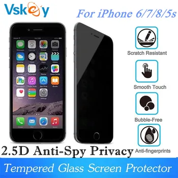 

VSKEY 100pcs Anti Spy Privacy Tempered Glass For iPhone 6 7 8 5S SE Screen Protecto Full Cover 6s Plus Protective Glass Film