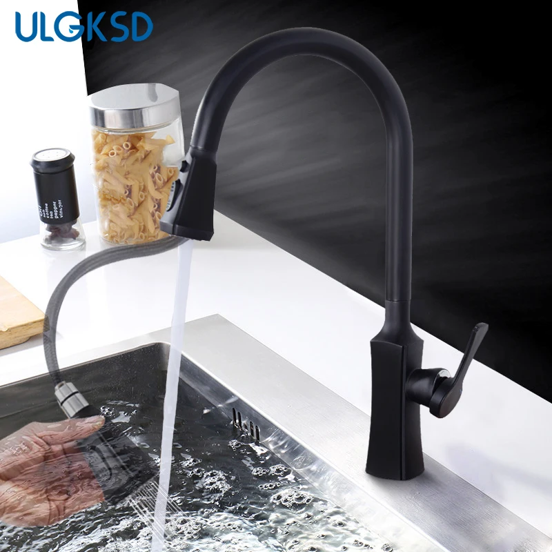 

ULGKSD 2-Ways Pull Out Spray Head Kitchen Faucet Para Sink Washing Deck Mount Cold and Hot Mixer Water Tap W/ Stop Button