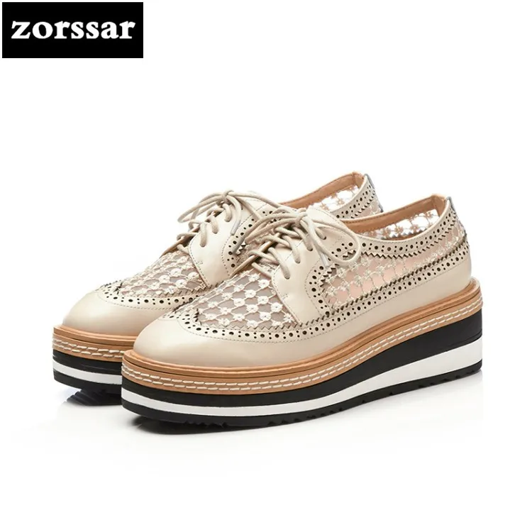 

{Zorssar} 2018 Summer NEW Genuine Leather Leisure Platform shoes women High heels sandals Wedges shoes pumps creepers shoes