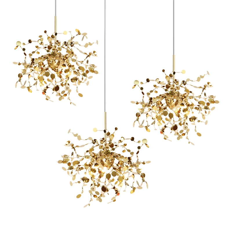 

Nordic post modern creative lamp lighting metal stainless steel branch chandelier living room dining room silver gold LED lamp