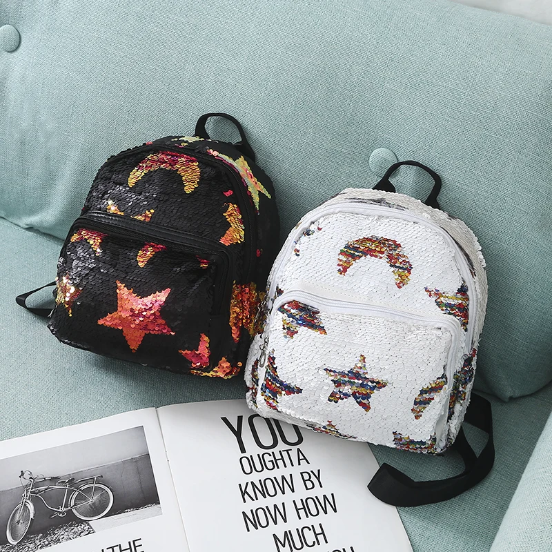Женский мини-кожаный рюкзак с милыми пайетками, школьные сумки для девочек-подростков, маленький рюкзак для путешествий, кошелек