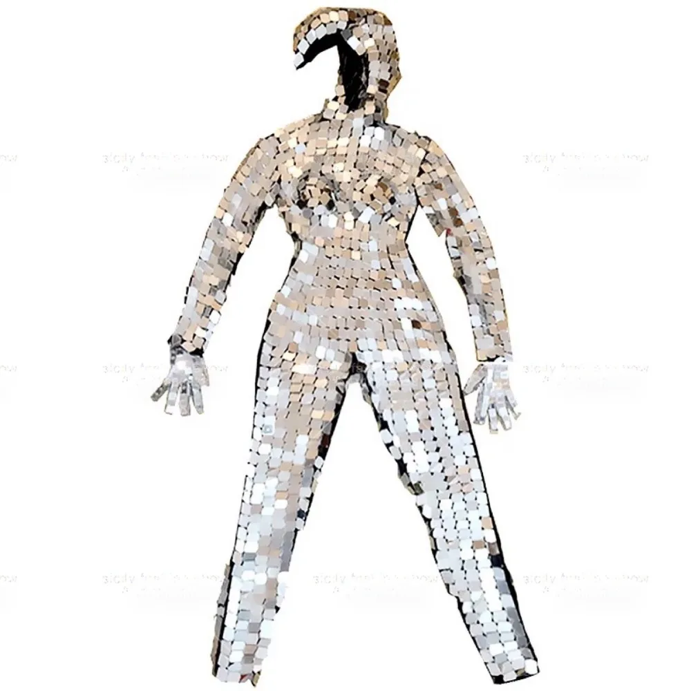 Женский костюм для бара и ночного клуба боди с серебристыми золотистыми линзами