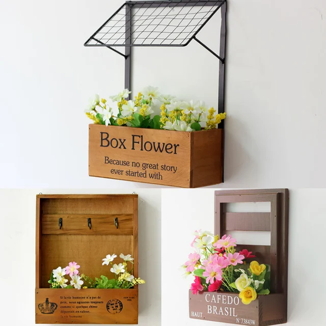 Vintage Flower Box Pine Wooden Wall Planter Past Style Home Vintage Flower Box Pine Wooden Wall Planter Past Style Home Decor Painted Wood Creative Decorative
